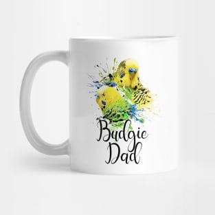 Color Splatter Budgie Parrot Dad White Mug